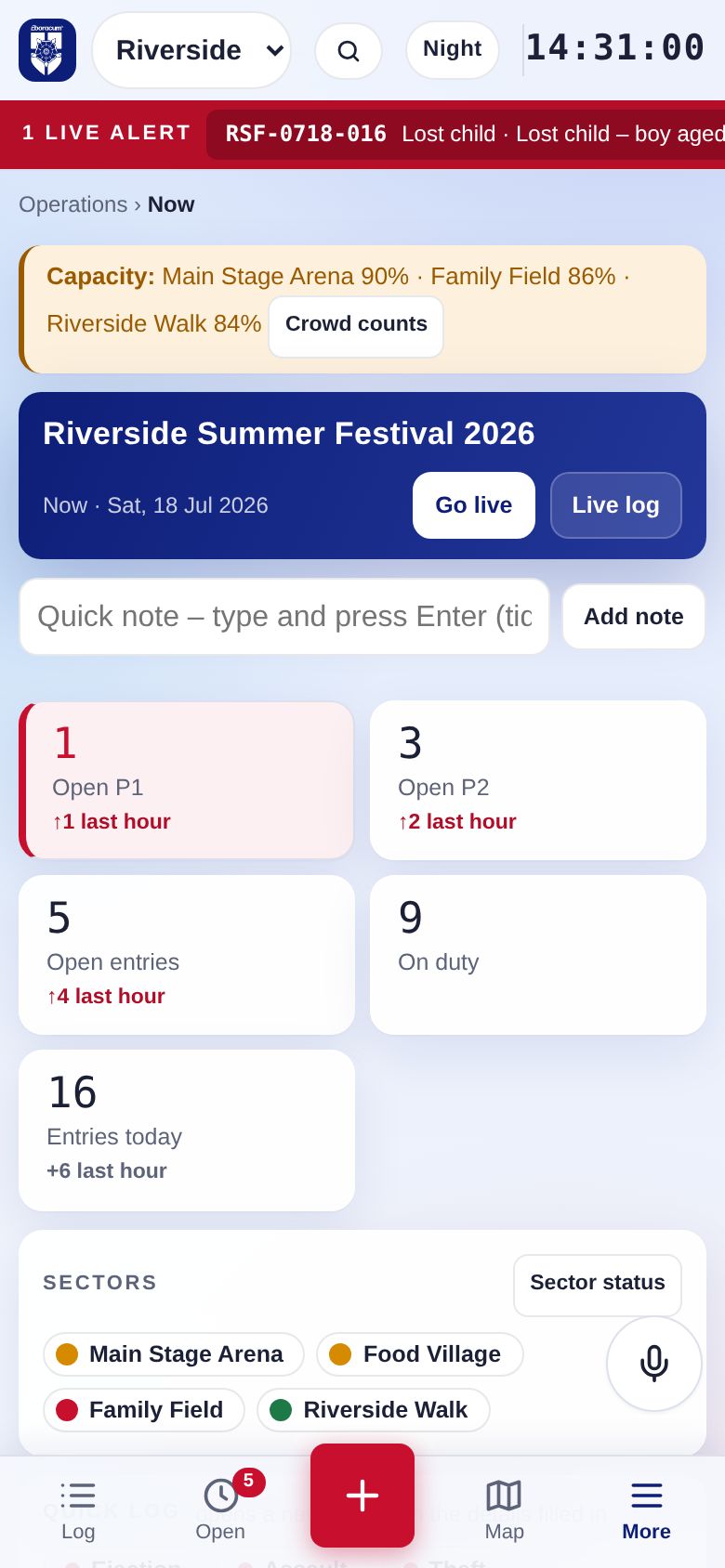 Now page on a phone